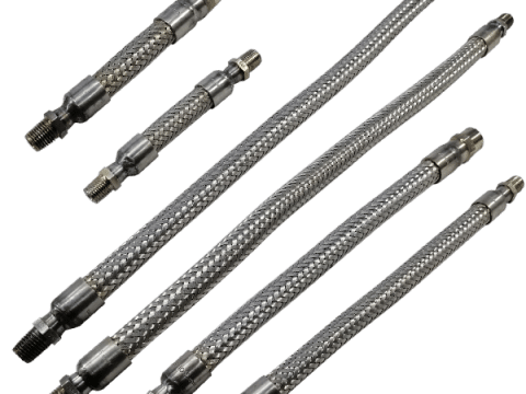 An image showing six Stainless Steel Rigid Flex Hose Side by Side